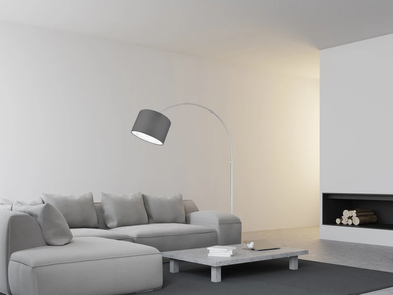 MeineWunschleuchte Höhenverstellbare LED Bogenleuchte Mit Stoffschirm Grau, Max. Höhe 215cm 6 MeineWunschleuchte Höhenverstellbare LED Bogenleuchte Mit Stoffschirm Grau, Max. Höhe 215cm – Bild 6