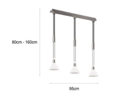 MeineWunschleuchte Höhenverstellbare LED Pendelleuchte 3-flammig Mit Glasschirmen Weiß Breite 95cm 11 MeineWunschleuchte Höhenverstellbare LED Pendelleuchte 3-flammig Mit Glasschirmen Weiß Breite 95cm -Globo Store hoehenverstellbare led pendelleuchte 3 flammig mit 3