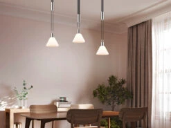 MeineWunschleuchte Höhenverstellbare LED Pendelleuchte 3-flammig Mit Glasschirmen Weiß Breite 95cm 12 MeineWunschleuchte Höhenverstellbare LED Pendelleuchte 3-flammig Mit Glasschirmen Weiß Breite 95cm -Globo Store hoehenverstellbare led pendelleuchte 3 flammig mit 4