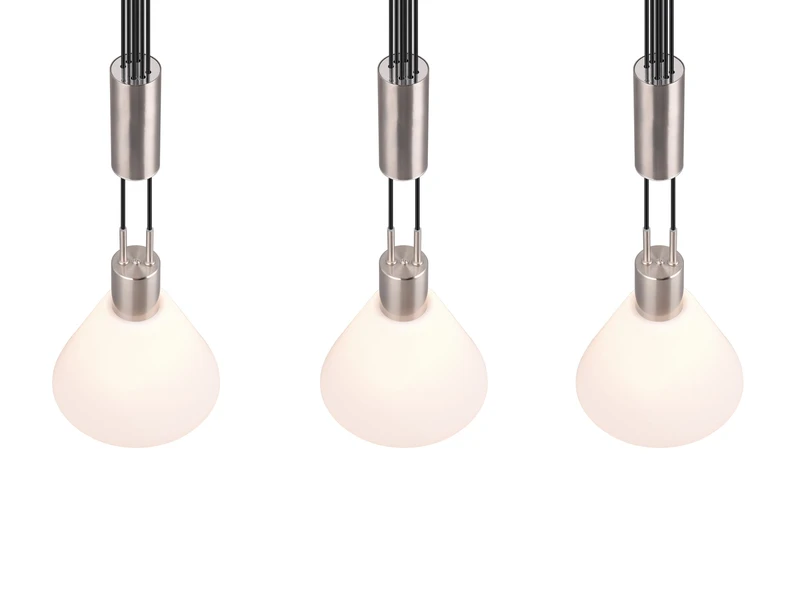 MeineWunschleuchte Höhenverstellbare LED Pendelleuchte 3-flammig Mit Glasschirmen Weiß Breite 95cm 6 MeineWunschleuchte Höhenverstellbare LED Pendelleuchte 3-flammig Mit Glasschirmen Weiß Breite 95cm – Bild 6