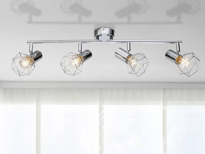 Globo Industrial Deckenstrahler XARA I Gitter Silber Chrom, 4-flammig 4 Globo Industrial Deckenstrahler XARA I Gitter Silber Chrom, 4-flammig – Bild 4