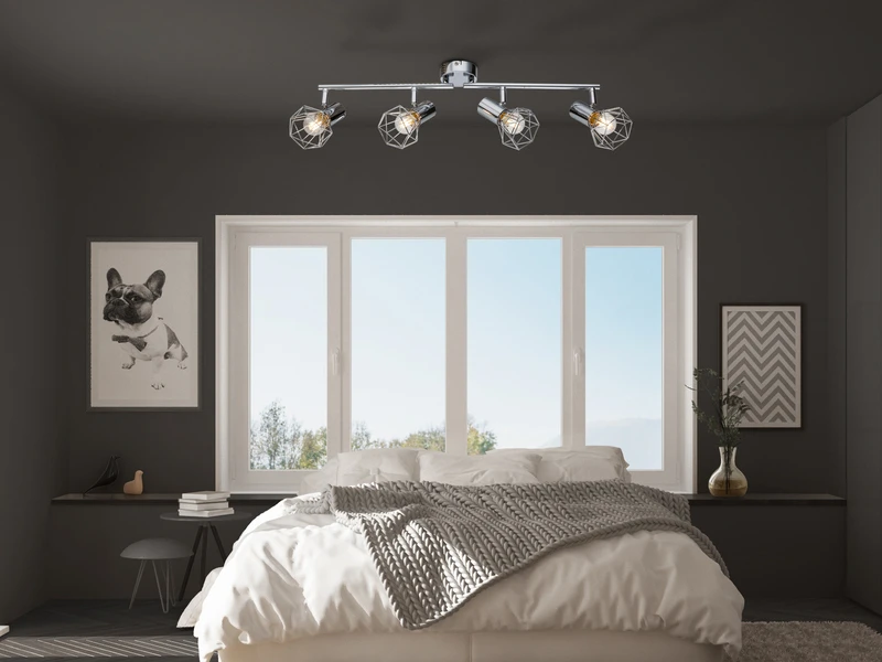 Globo Industrial Deckenstrahler XARA I Gitter Silber Chrom, 4-flammig 5 Globo Industrial Deckenstrahler XARA I Gitter Silber Chrom, 4-flammig – Bild 5