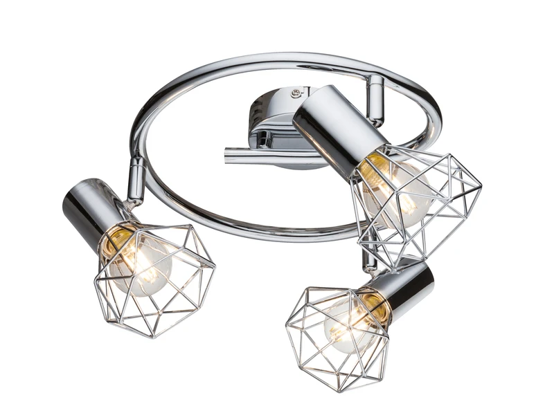 MeineWunschleuchte Industrial LED Deckenstrahler, Gitter Silber Chrom, 3-flammig 2 MeineWunschleuchte Industrial LED Deckenstrahler, Gitter Silber Chrom, 3-flammig – Bild 2