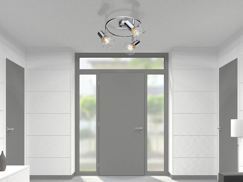 MeineWunschleuchte Industrial LED Deckenstrahler, Gitter Silber Chrom, 3-flammig 4 MeineWunschleuchte Industrial LED Deckenstrahler, Gitter Silber Chrom, 3-flammig – Bild 4