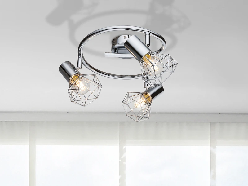 MeineWunschleuchte Industrial LED Deckenstrahler, Gitter Silber Chrom, 3-flammig 5 MeineWunschleuchte Industrial LED Deckenstrahler, Gitter Silber Chrom, 3-flammig – Bild 5