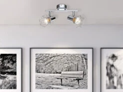 MeineWunschleuchte Industrial LED Deckenstrahler Gitter Silber Chrom, 2-flammig -Globo Store industrial led deckenstrahler gitter silber chrom 1 9