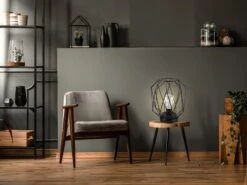 MeineWunschleuchte Industrial LED Tischleuchte NARDA Gitter Schwarz, Batteriebetrieb -Globo Store industrial led tischleuchte narda gitter schwarz b 5