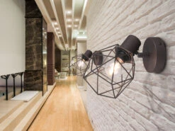 MeineWunschleuchte Industrial Wandstrahler NARDA Gitter Rost-Optik, 1-flammig -Globo Store industrial wandstrahler narda gitter rost optik 1 1 6