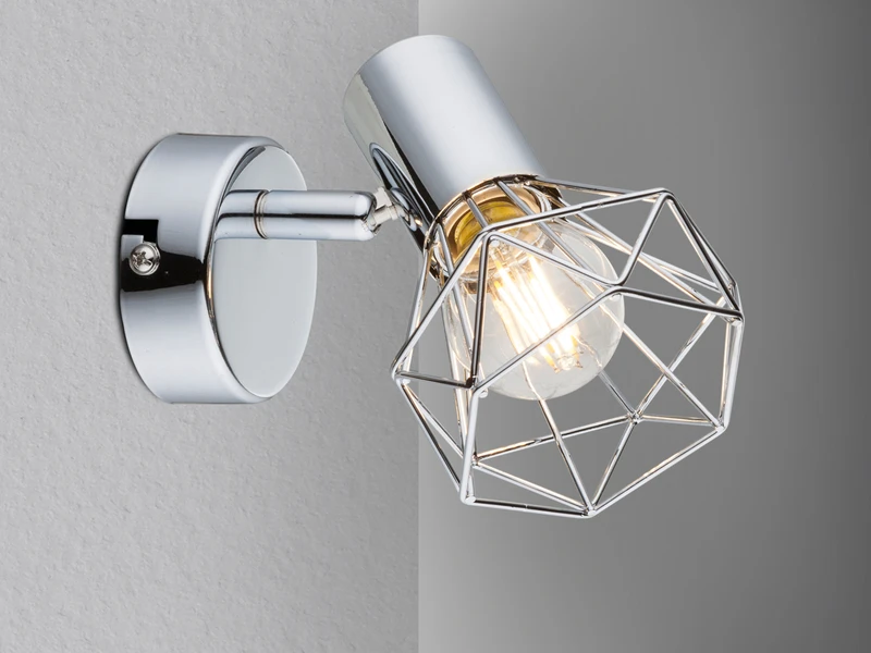 Globo Industrial Wandstrahler XARA I Gitter Silber Chrom, 1-flammig 4 Globo Industrial Wandstrahler XARA I Gitter Silber Chrom, 1-flammig – Bild 4