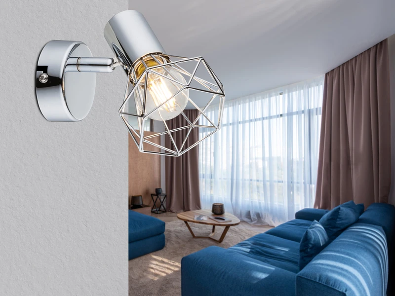 Globo Industrial Wandstrahler XARA I Gitter Silber Chrom, 1-flammig 5 Globo Industrial Wandstrahler XARA I Gitter Silber Chrom, 1-flammig – Bild 5