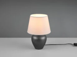 Reality Leuchten Keramik Tischleuchte ABBY Silber Antik Stoffschirm Weiß Ø 18cm Höhe 26cm 9 Reality Leuchten Keramik Tischleuchte ABBY Silber Antik Stoffschirm Weiß Ø 18cm Höhe 26cm -Globo Store keramik tischleuchte abby silber antik stoffschirm 2