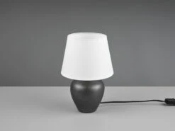 Reality Leuchten Keramik Tischleuchte ABBY Silber Antik Stoffschirm Weiß Ø 18cm Höhe 26cm 10 Reality Leuchten Keramik Tischleuchte ABBY Silber Antik Stoffschirm Weiß Ø 18cm Höhe 26cm -Globo Store keramik tischleuchte abby silber antik stoffschirm 3
