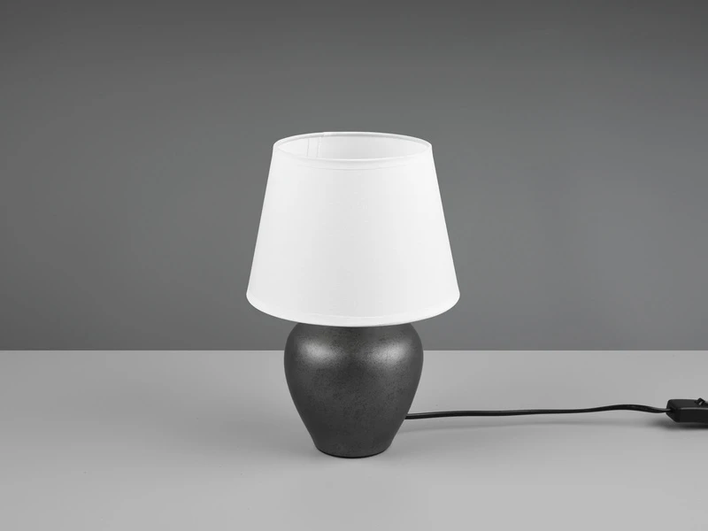 Reality Leuchten Keramik Tischleuchte ABBY Silber Antik Stoffschirm Weiß Ø 18cm Höhe 26cm 4 Reality Leuchten Keramik Tischleuchte ABBY Silber Antik Stoffschirm Weiß Ø 18cm Höhe 26cm – Bild 4