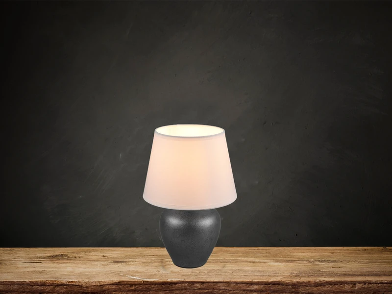 Reality Leuchten Keramik Tischleuchte ABBY Silber Antik Stoffschirm Weiß Ø 18cm Höhe 26cm 6 Reality Leuchten Keramik Tischleuchte ABBY Silber Antik Stoffschirm Weiß Ø 18cm Höhe 26cm – Bild 6