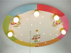 Niermann Kinder Deckenleuchte Mit Bunten Häschen Zugschalter Für LED-Schlummerlicht -Globo Store kinder deckenleuchte mit bunten haeschen zugschalt 3
