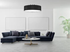 MeineWunschleuchte Runde Zeitlose Deckenleuchte CALMA Mit Stoffschirm In Schwarz Ø 30cm 11 MeineWunschleuchte Runde Zeitlose Deckenleuchte CALMA Mit Stoffschirm In Schwarz Ø 30cm -Globo Store klassische deckenleuchte mit stoff lampenschirm fu