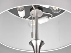 Trio Leuchten Klassische Stehleuchte SABIA Silber Mit Stoffschirm In Weiß - Höhe 155cm -Globo Store klassische stehleuchte sabia silber mit stoffschir 3