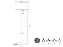 Trio Leuchten Klassische Stehleuchte SABIA Silber Mit Stoffschirm In Weiß - Höhe 155cm -Globo Store klassische stehleuchte sabia silber mit stoffschir 4