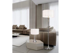 Trio Leuchten Klassische Stehleuchte SABIA Silber Mit Stoffschirm In Weiß - Höhe 155cm -Globo Store klassische stehleuchte sabia silber mit stoffschir 5