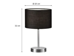 Trio Leuchten Klassische Tischleuchte HOTEL Silber Mit Stoffschirm Schwarz, Höhe 32cm -Globo Store klassische tischleuchte hotel silber mit stoffschi 3