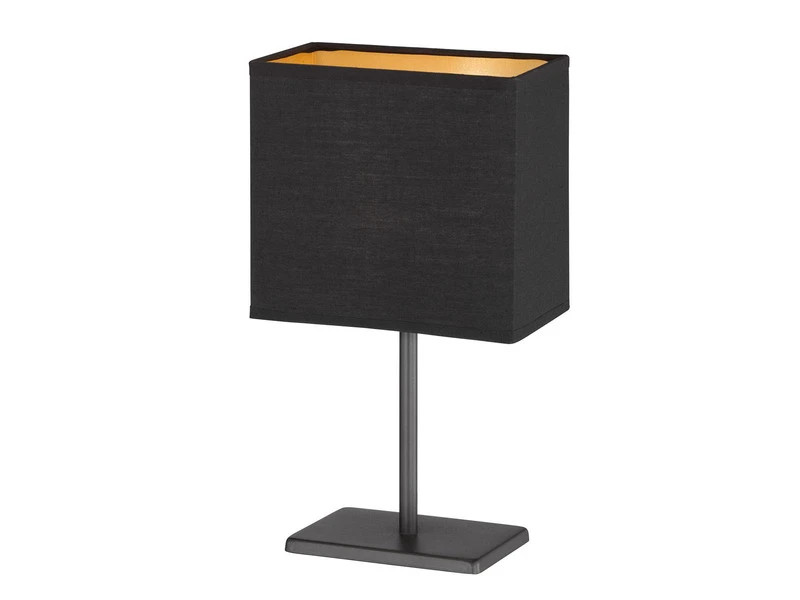 FHL Easy Kleine LED Nachttischlampe Eckig Mit Stoffschirm Schwarz Gold 2 FHL Easy Kleine LED Nachttischlampe Eckig Mit Stoffschirm Schwarz Gold – Bild 2