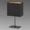 FHL Easy Kleine LED Nachttischlampe Eckig Mit Stoffschirm Schwarz Gold