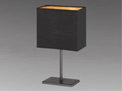 FHL Easy Kleine LED Nachttischlampe Eckig Mit Stoffschirm Schwarz Gold