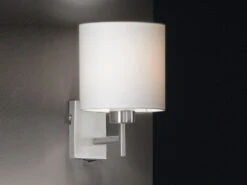 MeineWunschleuchte Kleine LED Wandleuchte Silber Mit Schalter & Stoffschirm Weiß Rund -Globo Store kleine led wandleuchte silber mit schalter stoffsc 2
