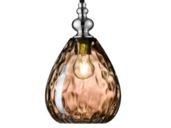 Fischer & Honsel Kleine Pendelleuchte ULLER Mit Glas Lampenschirm Amberfarbig, Ø 20cm -Globo Store kleine pendelleuchte uller mit glas lampenschirm a 3