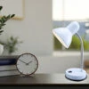 MeineWunschleuchte Kleine Retro Schreibtischlampe Weiß Mit Flexarm, Höhe 35cm