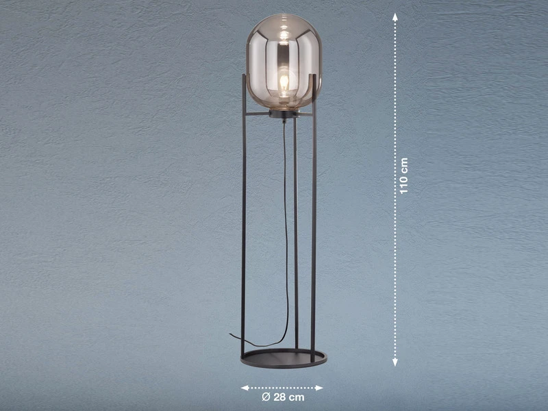 Fischer & Honsel Kleine Stehlampe REGI Tripod Mit Rauchglas Glaskugel - Höhe 110cm 3 Fischer & Honsel Kleine Stehlampe REGI Tripod Mit Rauchglas Glaskugel - Höhe 110cm – Bild 3