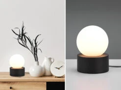 Reality Leuchten Kleine Tischleuchte COUNTESS On-off Touch, Glaskugel Weiß, Schwarz Ø12cm