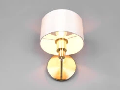 Trio Leuchten Kleine Wandleuchte CASSIO Messing Matt Mit Schalter & Stoffschirm Weiß -Globo Store kleine wandleuchte cassio messing matt mit schalte 4