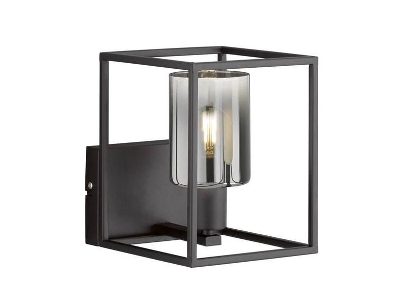 Fischer & Honsel Kleine Wandleuchte ISKA 16x20cm Schwarz Mit Rauchglas 2 Fischer & Honsel Kleine Wandleuchte ISKA 16x20cm Schwarz Mit Rauchglas – Bild 2
