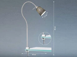 Fischer & Honsel Klemmlampe JAM Mit Leinen Lampenschirm Grau & Schwanenhals -Globo Store klemmlampe jam mit leinen lampenschirm grau schwan 2