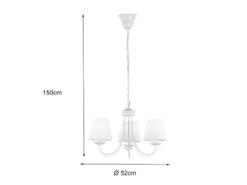 Trio Leuchten Kronleuchter CORTEZ 3 Flammig Mit Stoffschirmen In Weiß Ø 52cm -Globo Store kronleuchter cortez 3 flammig mit stoffschirmen in 3