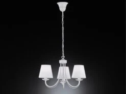 Trio Leuchten Kronleuchter CORTEZ 3 Flammig Mit Stoffschirmen In Weiß Ø 52cm -Globo Store kronleuchter cortez 3 flammig mit stoffschirmen in 6