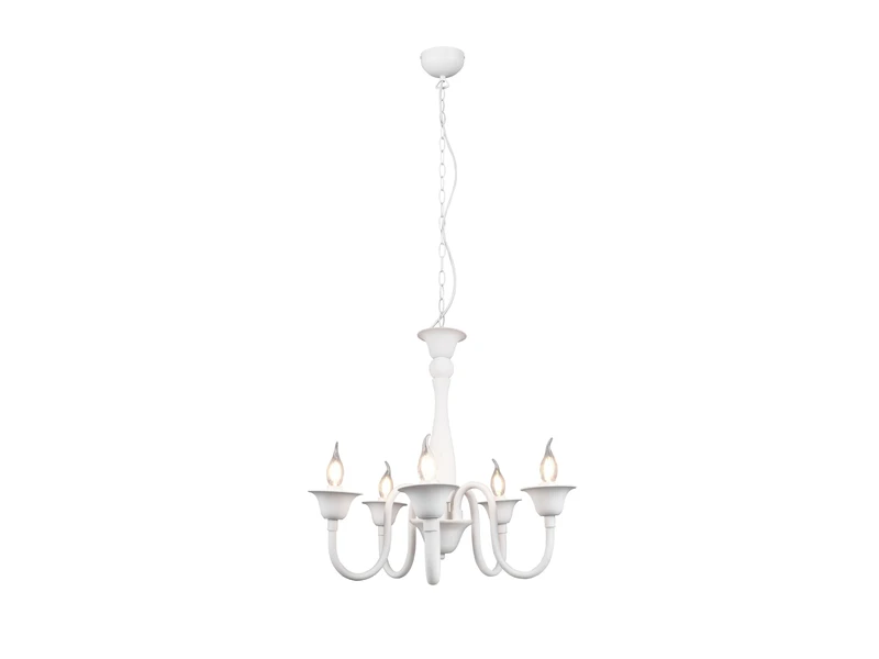 Trio Leuchten Kronleuchter ELSA Im Landhausstil, 5-flammig Stehend, Weiß 2 Trio Leuchten Kronleuchter ELSA Im Landhausstil, 5-flammig Stehend, Weiß – Bild 2