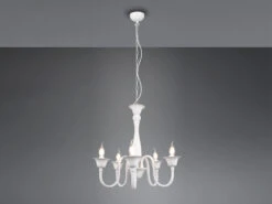 Globo Store 42 Trio Leuchten Kronleuchter ELSA Im Landhausstil, 5-flammig Stehend, Weiß