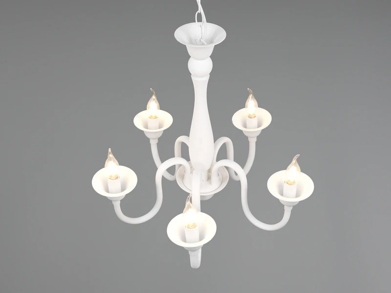 Trio Leuchten Kronleuchter ELSA Im Landhausstil, 5-flammig Stehend, Weiß 5 Trio Leuchten Kronleuchter ELSA Im Landhausstil, 5-flammig Stehend, Weiß – Bild 5