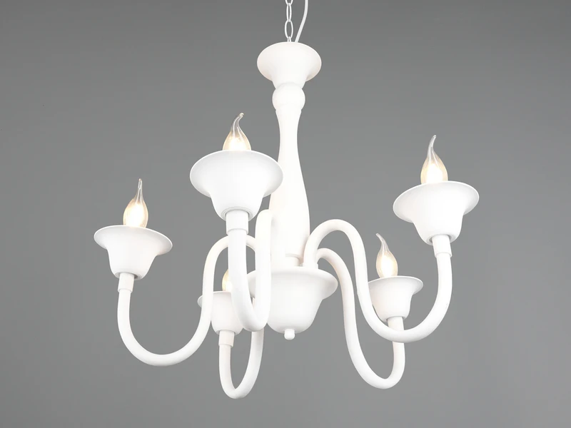 Trio Leuchten Kronleuchter ELSA Im Landhausstil, 5-flammig Stehend, Weiß 6 Trio Leuchten Kronleuchter ELSA Im Landhausstil, 5-flammig Stehend, Weiß – Bild 6