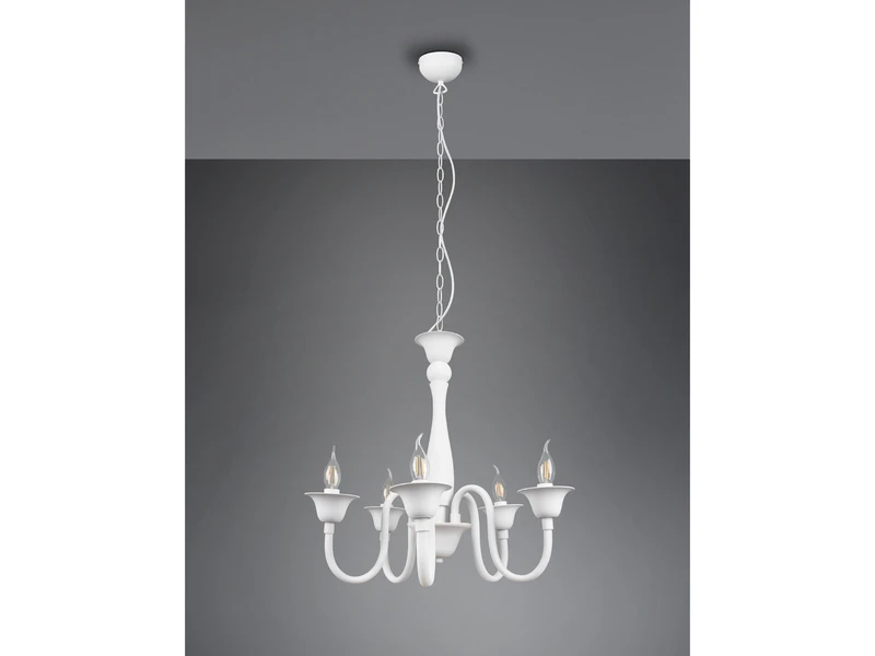 Trio Leuchten Kronleuchter ELSA Im Landhausstil, 5-flammig Stehend, Weiß 7 Trio Leuchten Kronleuchter ELSA Im Landhausstil, 5-flammig Stehend, Weiß – Bild 7