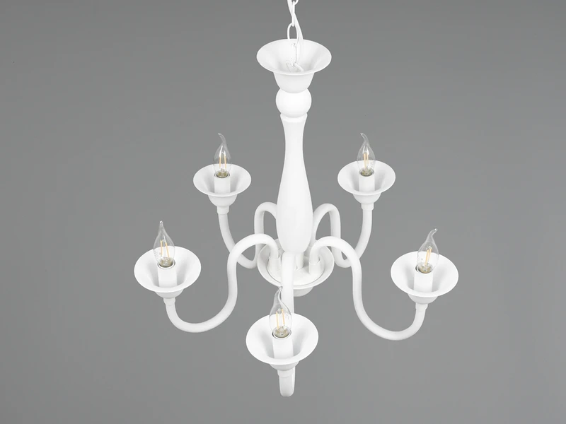 Trio Leuchten Kronleuchter ELSA Im Landhausstil, 5-flammig Stehend, Weiß 8 Trio Leuchten Kronleuchter ELSA Im Landhausstil, 5-flammig Stehend, Weiß – Bild 8