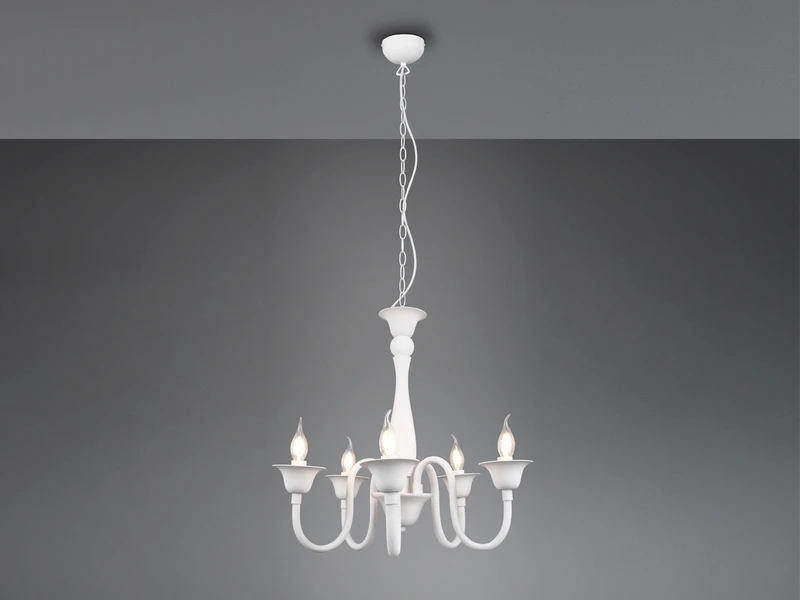 Trio Leuchten Kronleuchter ELSA Im Landhausstil, 5-flammig Stehend, Weiß 1 Trio Leuchten Kronleuchter ELSA Im Landhausstil, 5-flammig Stehend, Weiß