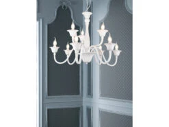 Trio Leuchten Kronleuchter ELSA Im Landhausstil, 9-flammig Stehend, Weiß -Globo Store kronleuchter elsa im landhausstil 9 flammig stehen 5