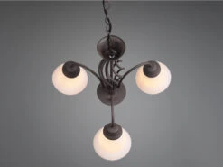 MeineWunschleuchte Kronleuchter Landhaus 3-flammig Mit LED Dimmbar, Rostoptik & Lampenschirme Glas -Globo Store kronleuchter landhaus 3 flammig mit led dimmbar ro 7