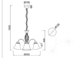 MeineWunschleuchte Kronleuchter Landhaus 3-flammig Mit LED Dimmbar, Rostoptik & Lampenschirme Glas -Globo Store kronleuchter landhaus 3 flammig mit led dimmbar ro 8