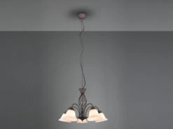 MeineWunschleuchte Kronleuchter Landhaus 5-flammig Mit LED Dimmbar, Rostoptik & Lampenschirme Glas 11 MeineWunschleuchte Kronleuchter Landhaus 5-flammig Mit LED Dimmbar, Rostoptik & Lampenschirme Glas -Globo Store kronleuchter landhaus 5 flammig mit led dimmbar ro 2