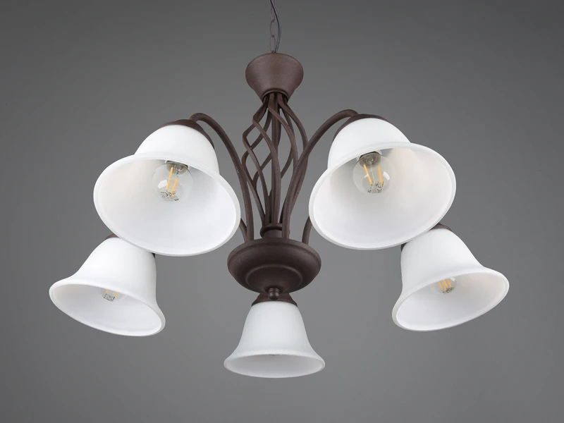 MeineWunschleuchte Kronleuchter Landhaus 5-flammig Mit LED Dimmbar, Rostoptik & Lampenschirme Glas 7 MeineWunschleuchte Kronleuchter Landhaus 5-flammig Mit LED Dimmbar, Rostoptik & Lampenschirme Glas – Bild 7