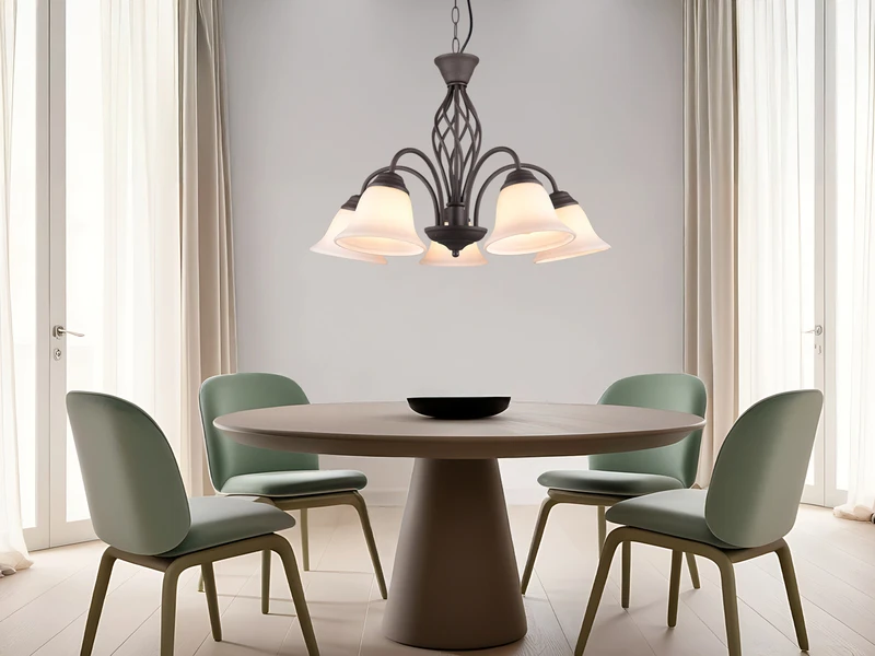 MeineWunschleuchte Kronleuchter Landhaus 5-flammig Mit LED Dimmbar, Rostoptik & Lampenschirme Glas 1 MeineWunschleuchte Kronleuchter Landhaus 5-flammig Mit LED Dimmbar, Rostoptik & Lampenschirme Glas